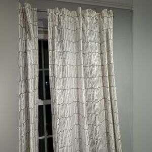 West Elm Cotton Canvas Line Lattice Curtains